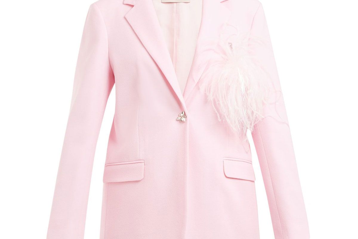 christopher kane feather embellished wool crepe blazer