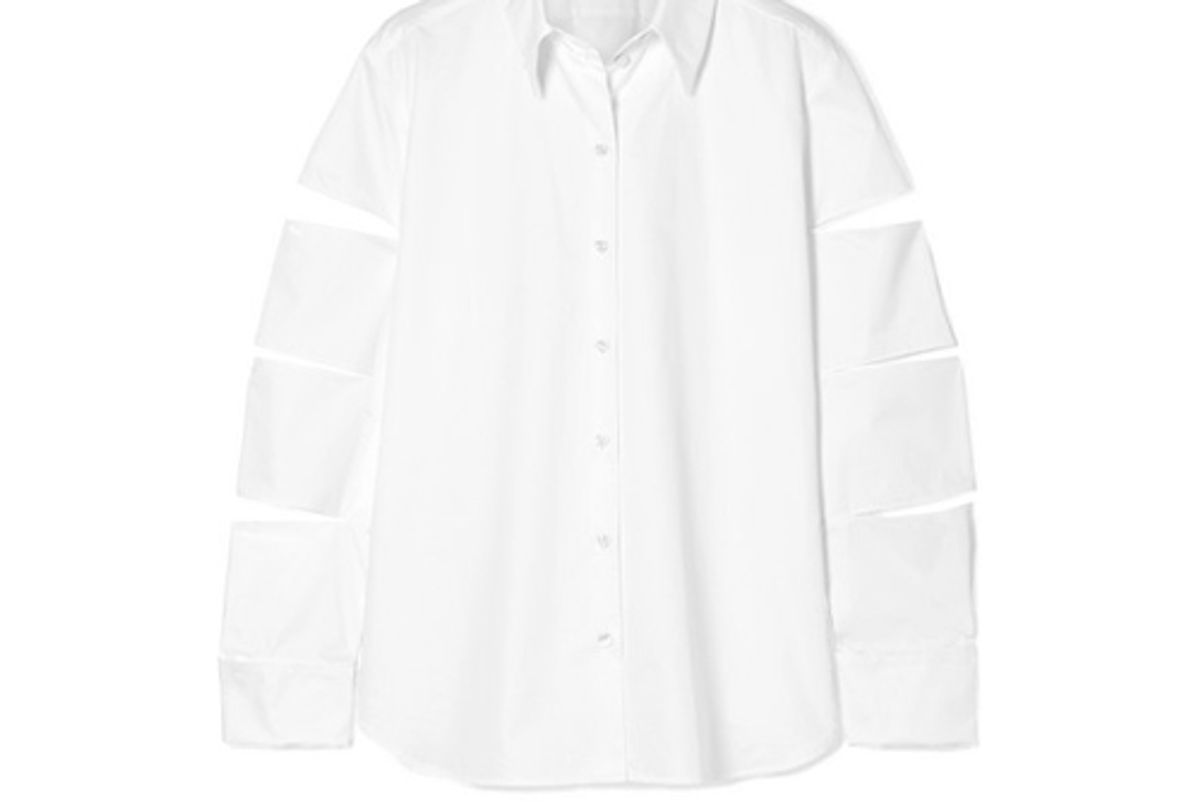 christopher kane oversized cutout cotton poplin shirt