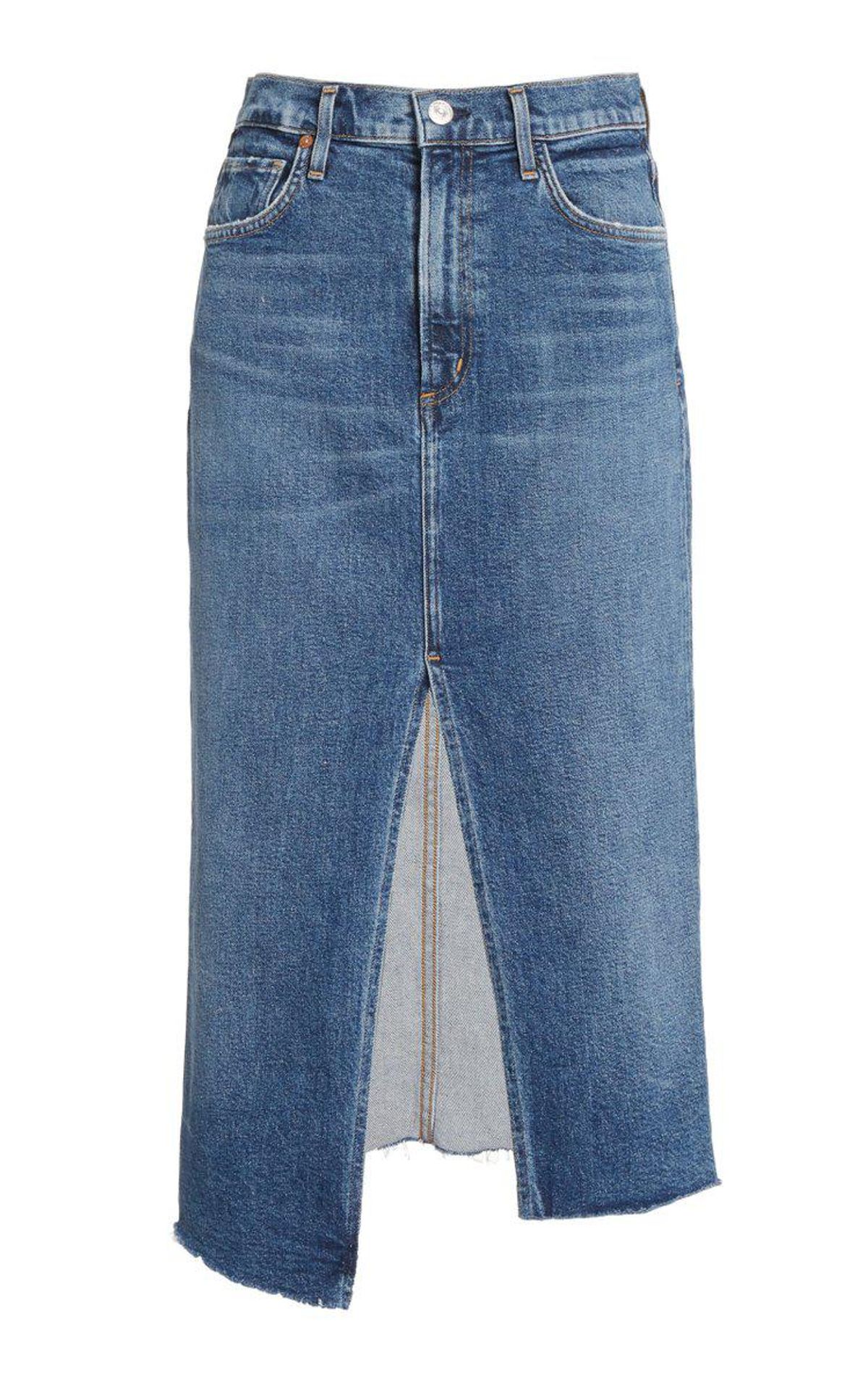 citizens of humanity aubrey denim knee length skirt