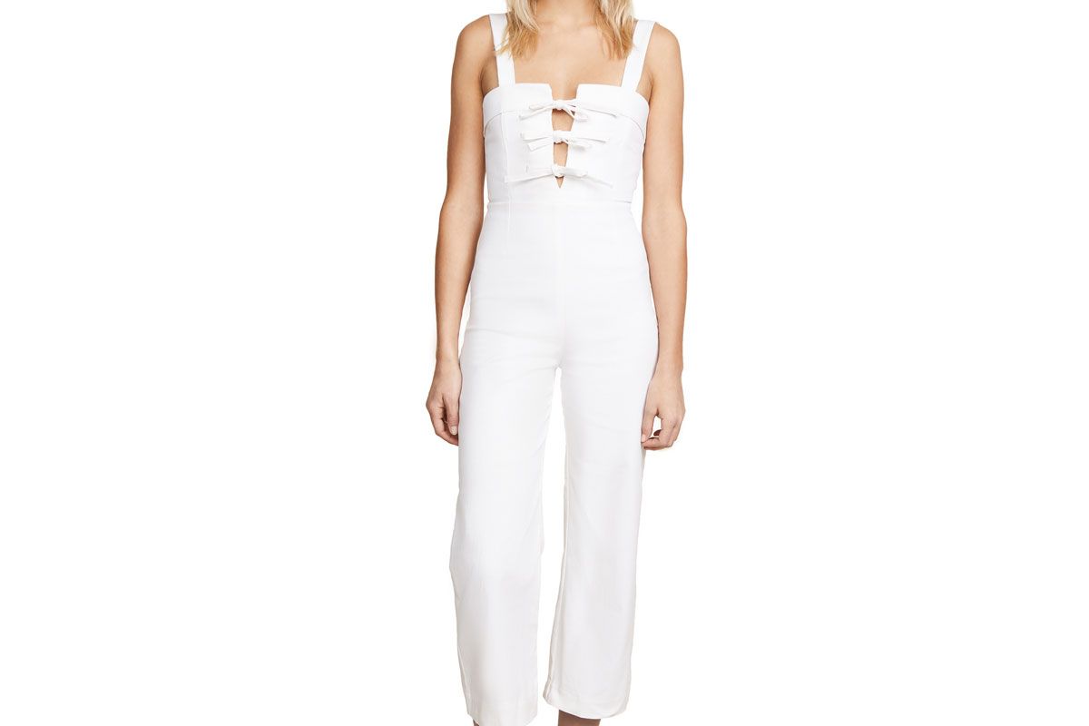 clayton white denim jumpsuit