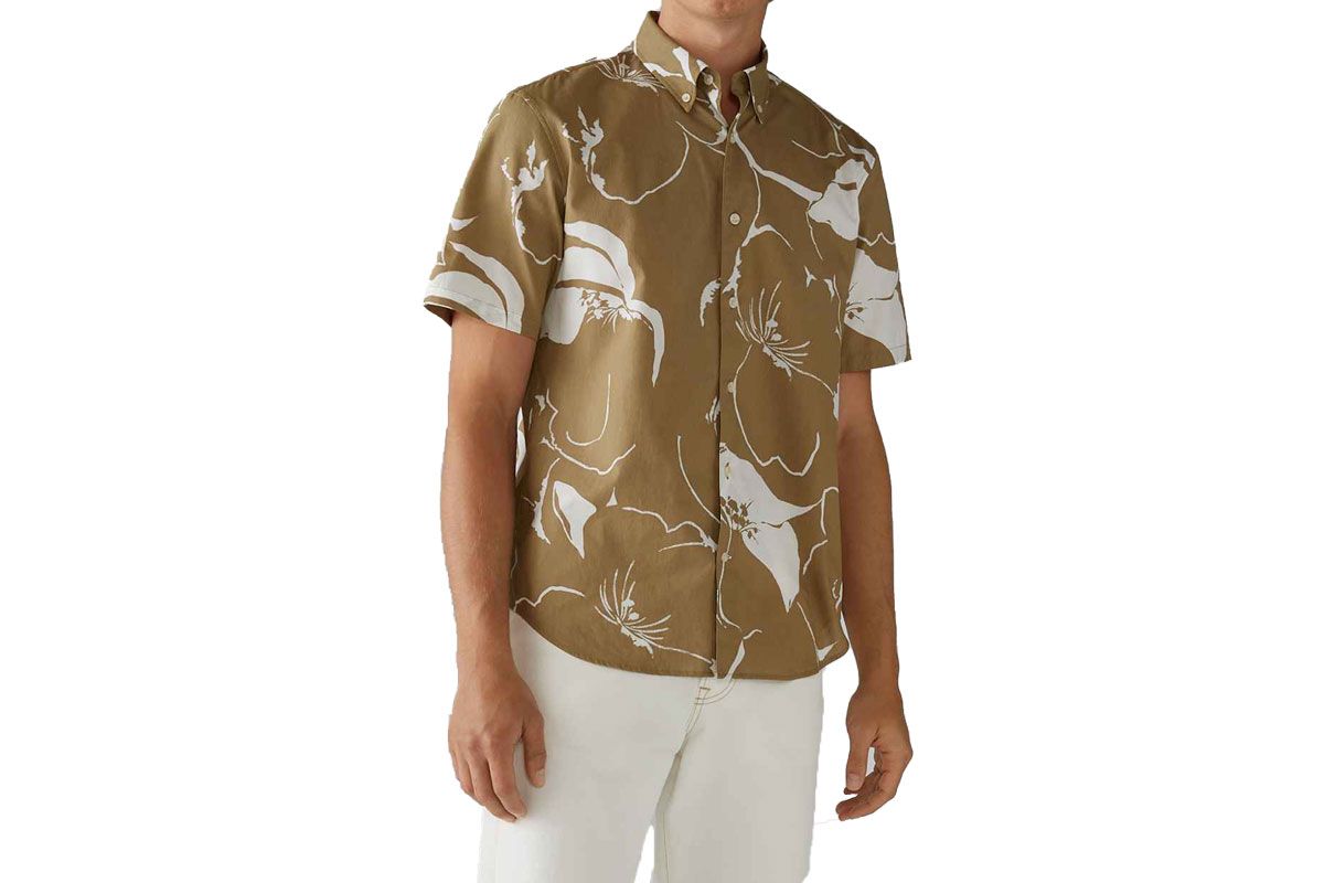 club monaco short sleeve floral wave shirt