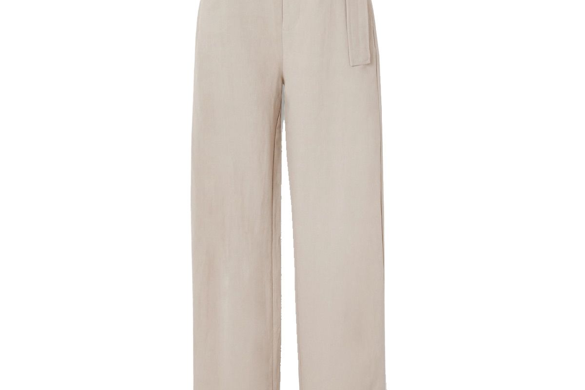 co belted woven wide leg pants