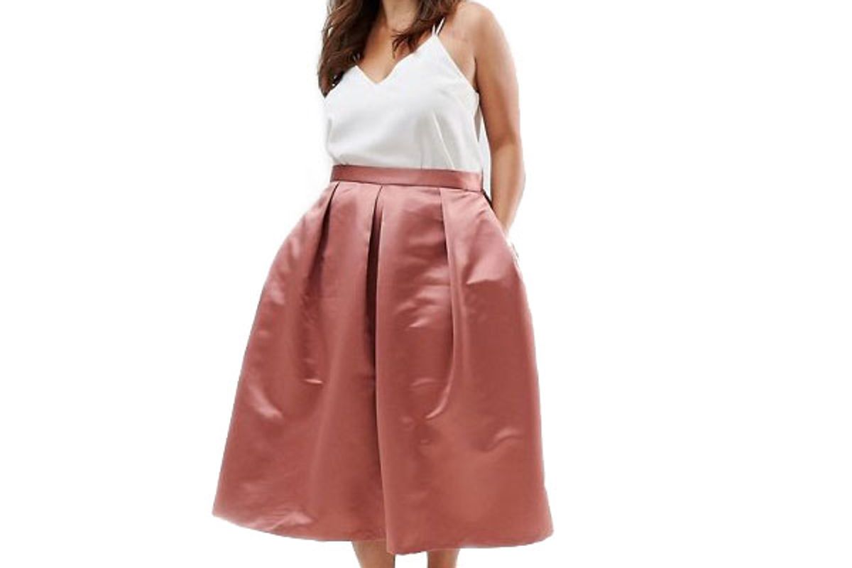 Closet London Plus Full Prom Sateen Midi Skirt