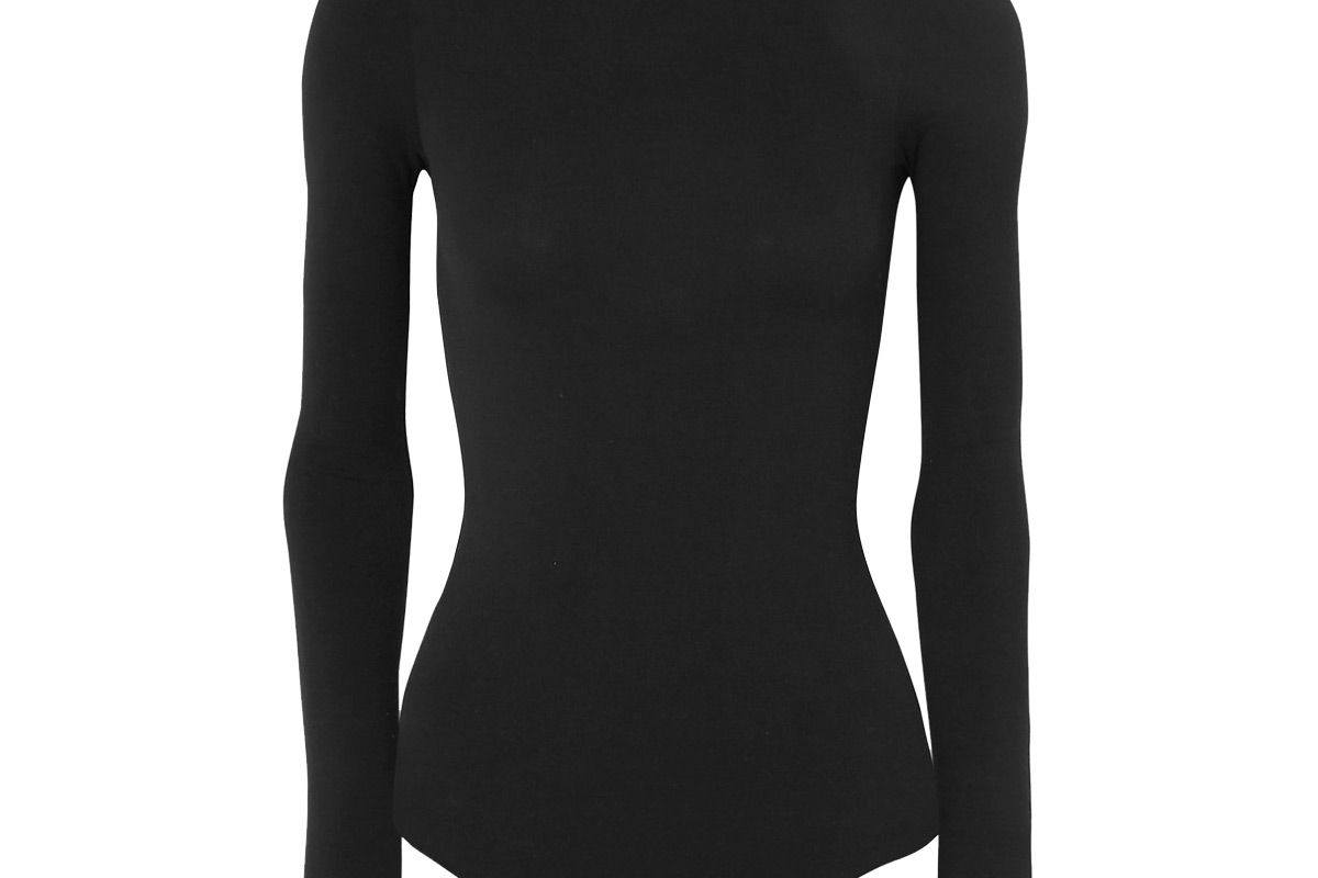 commando ballet stretch jersey turtleneck thong bodysuit