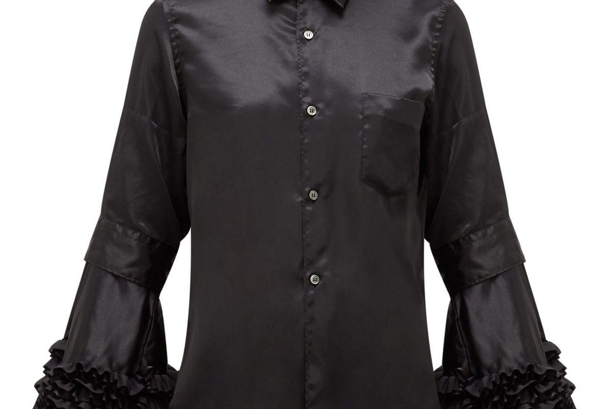 comme des garcons flared cuff satin shirt