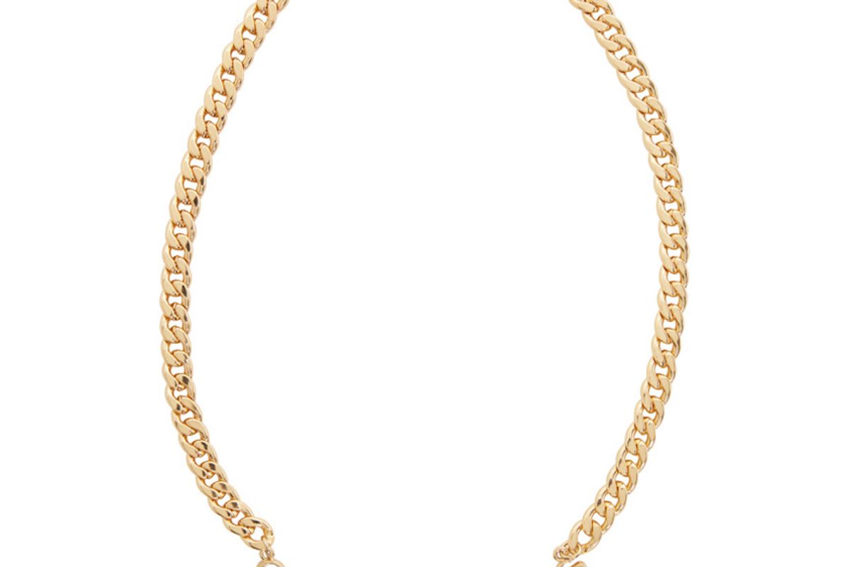 comme des garcons girl gold logo necklace