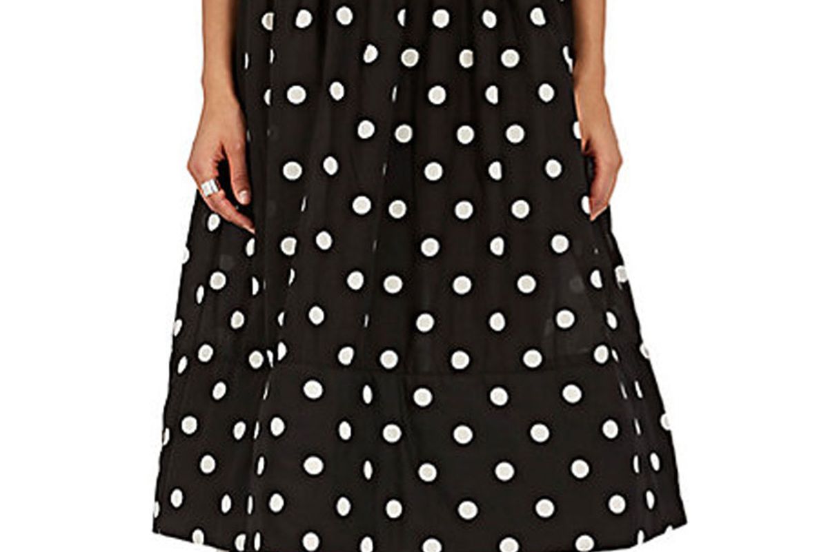 Polka Dot Plain-Weave Full Midi-Skirt