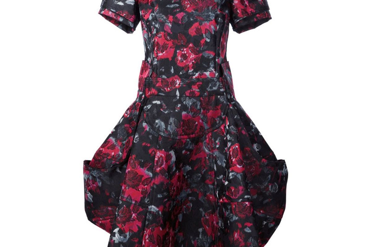Rose Print Structured Dress