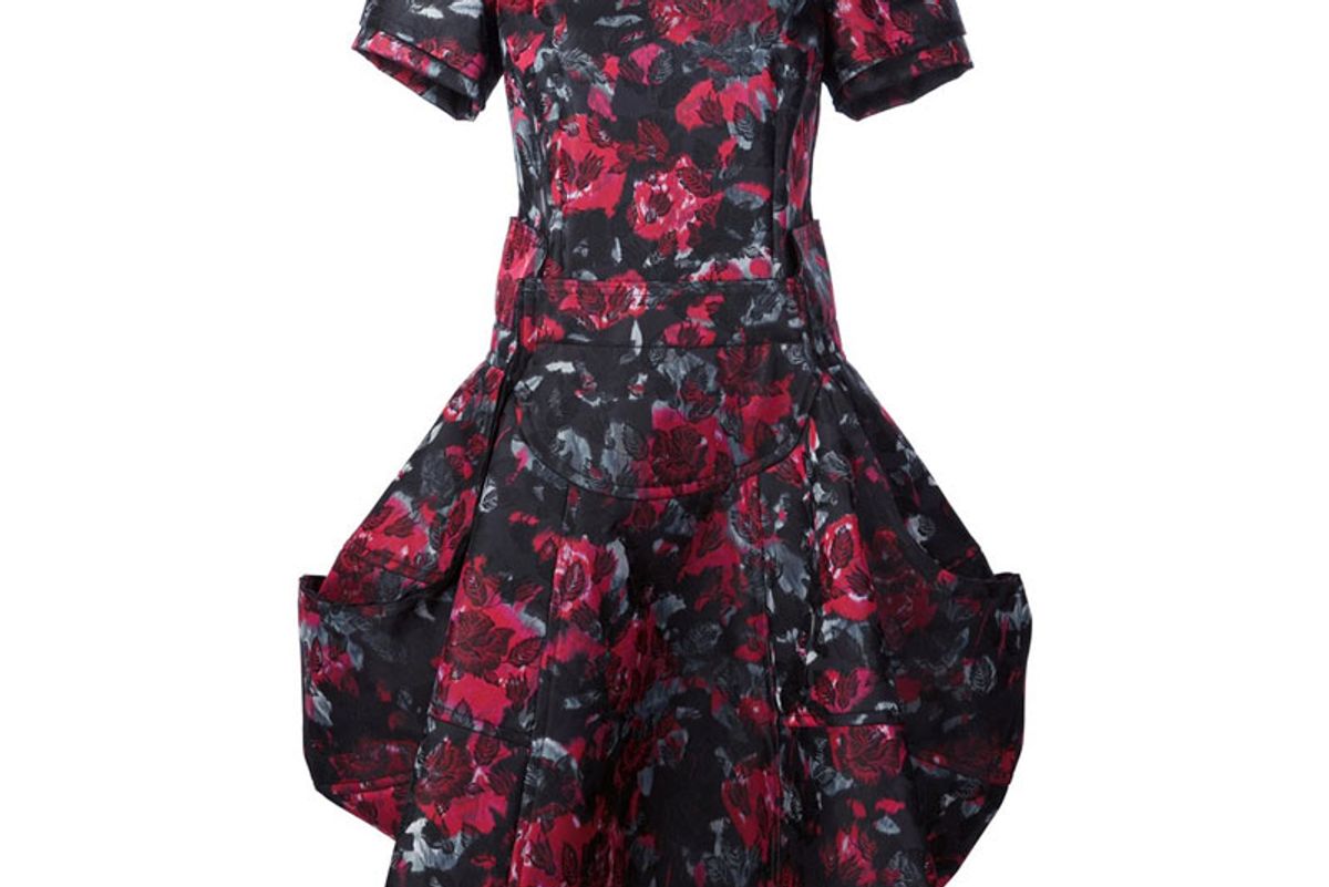 Rose Print Structured Dress