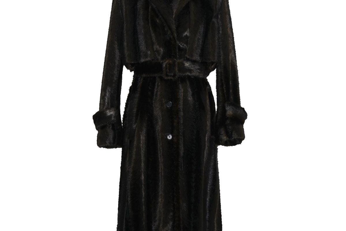 commission faux mink blazer trench coat