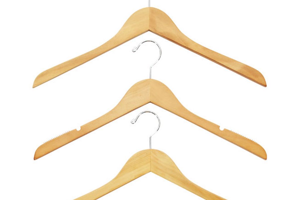 container store basic natural wooden hangers