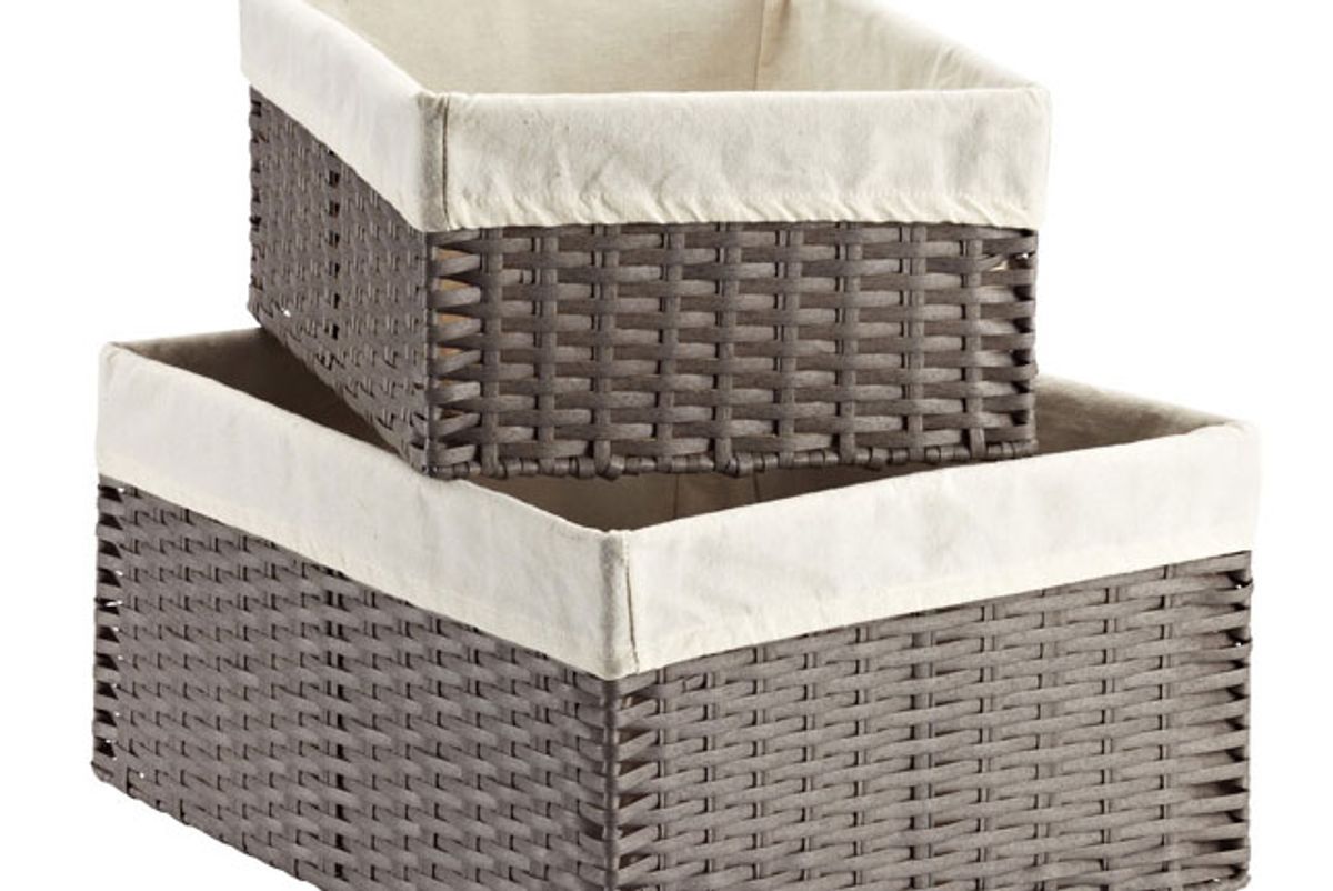 container store grey montauk woven rectangular storage bins