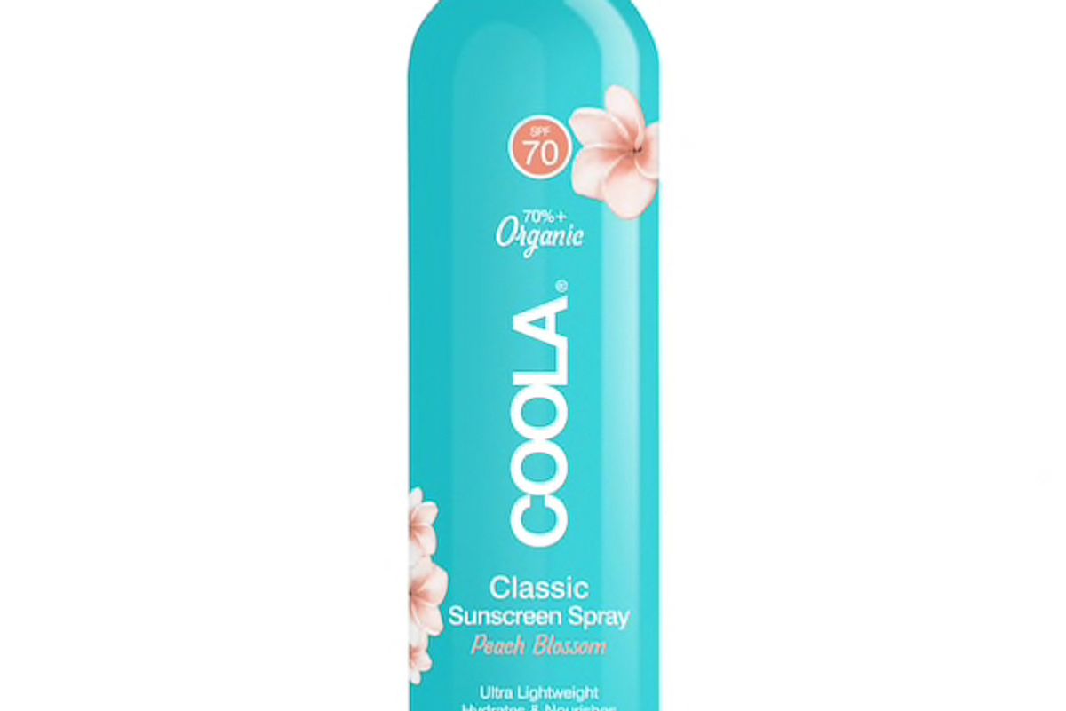 coola classic body organic sunscreen spray spf 70 peach blossom