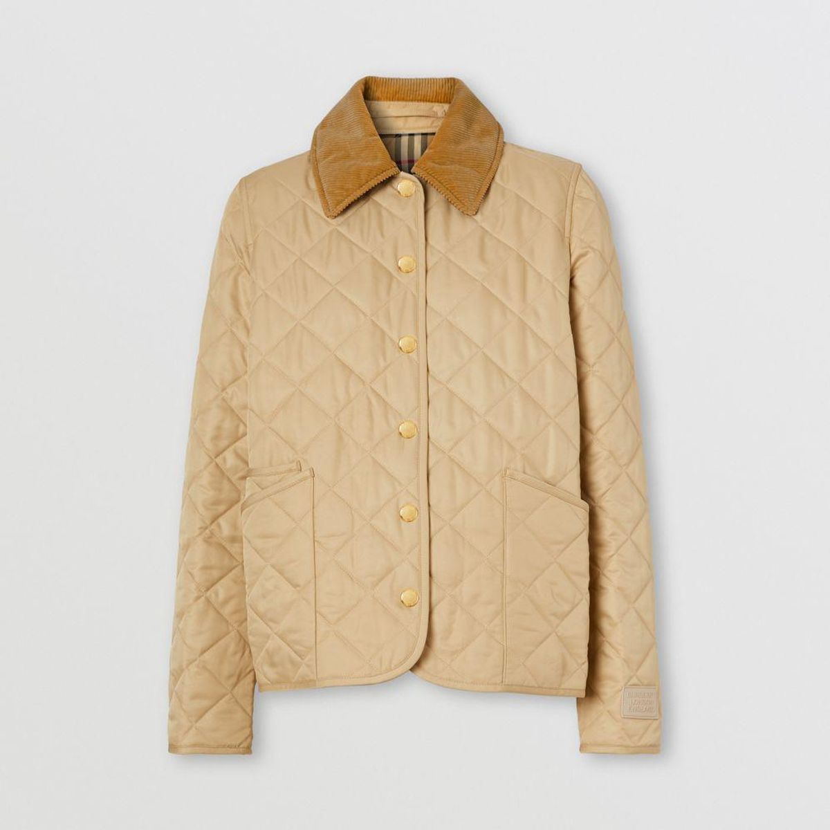 corduroy collar diamand quilted jacket