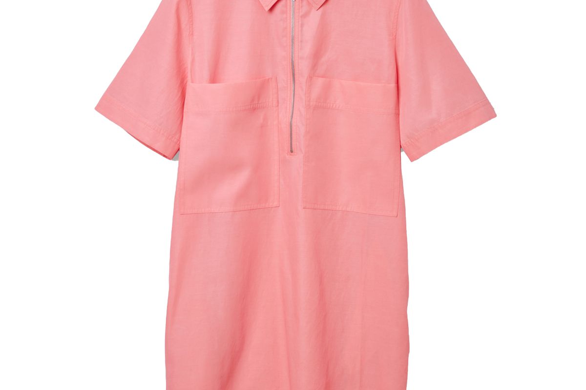 cos zip up cotton shirt dress