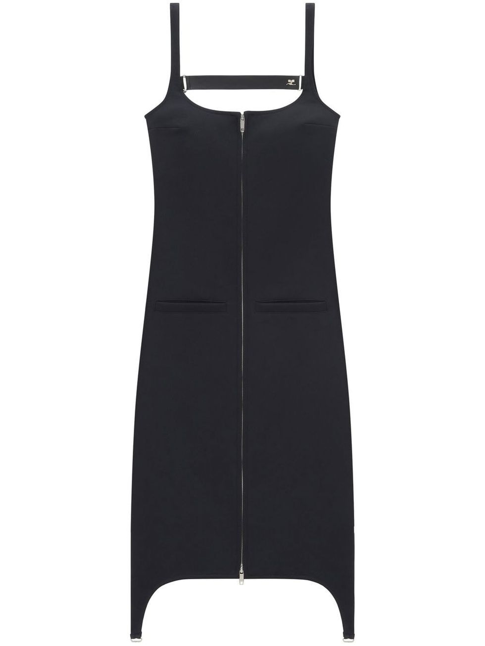 Courr\u00e8ges Strap Bretelles Twill Long Dress