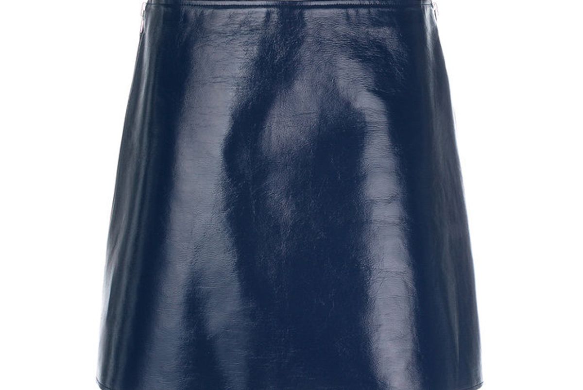 courreges leather effect mini skirt