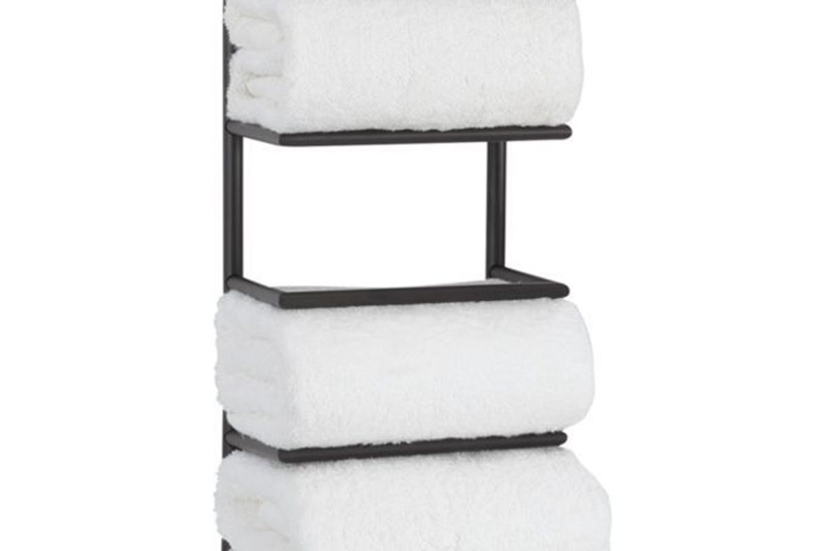 crate and barrel black wall mount towel rack