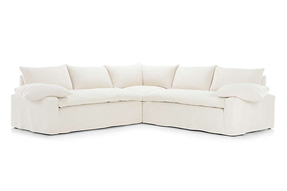 crate and barrel ever slipcovered 3 piece sectional