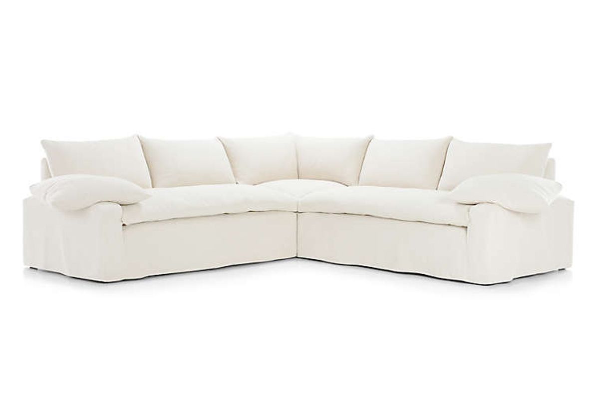 crate and barrel ever slipcovered 3 piece sectional