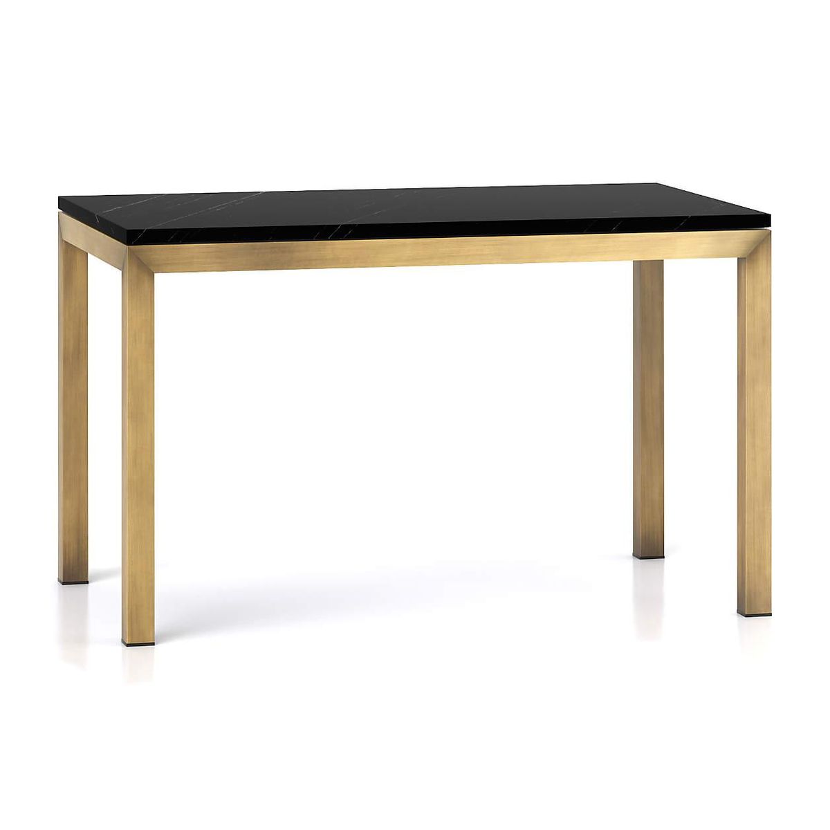 crate and barrel parsons black marble top brass base dining table