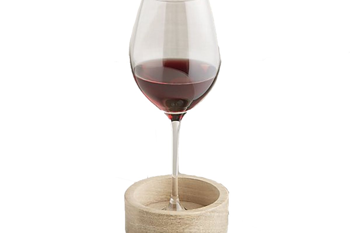 crate and barrel wood and marble wine coaster