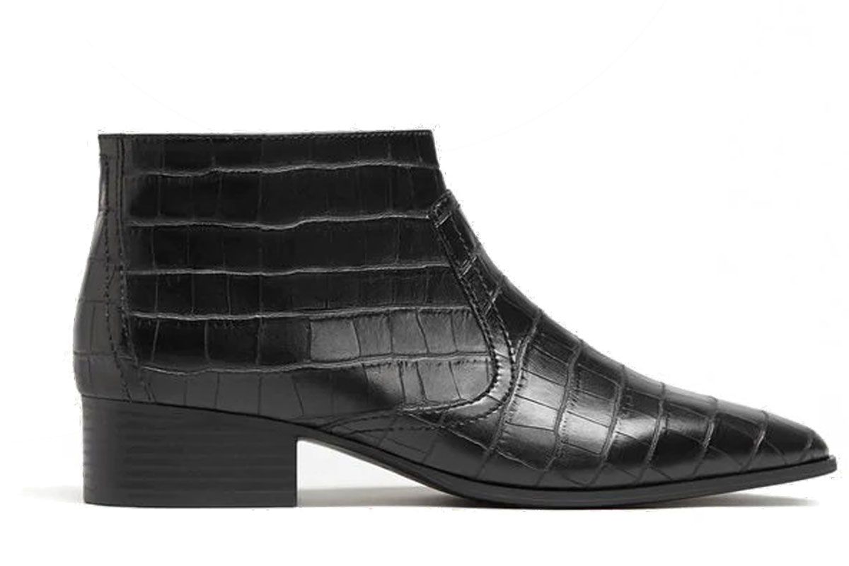 Croc-Effect Ankle Boots