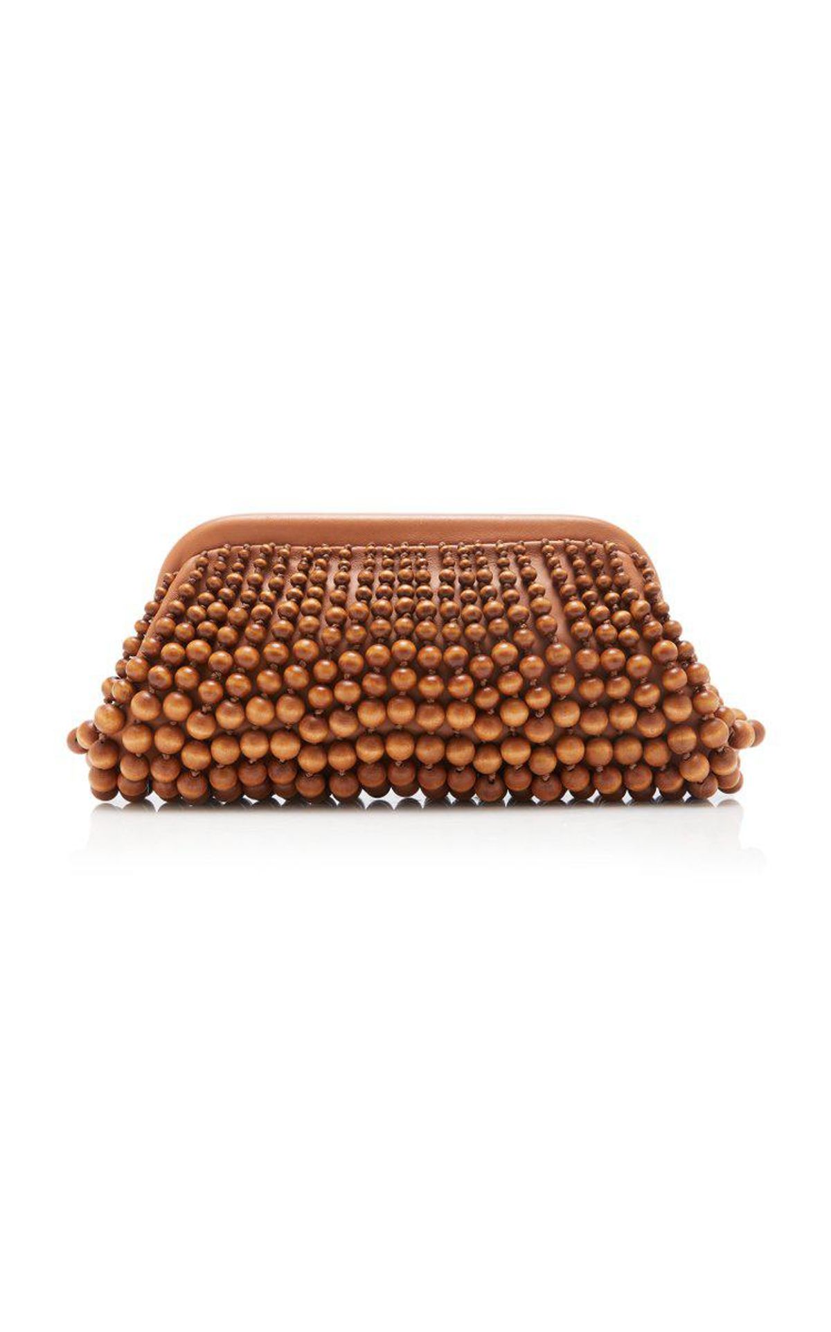 cult gaia nia beaded wood leather clutch