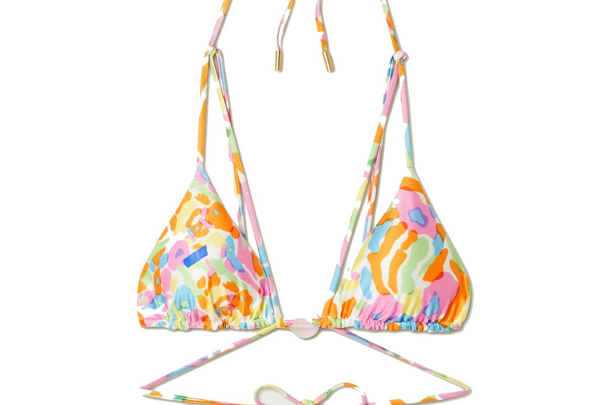 cult gaia sloane embellished printed triangle bikini top