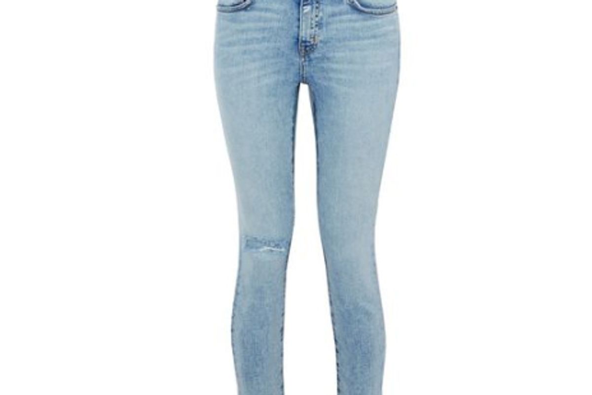 current elliot distressed metallic coated mid rise skinny jeans