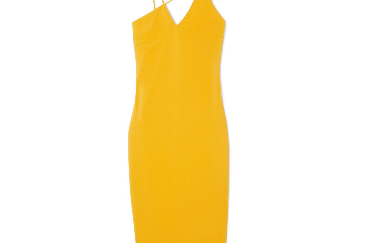 cushnie et ochs asymmetric stretch crepe midi dress