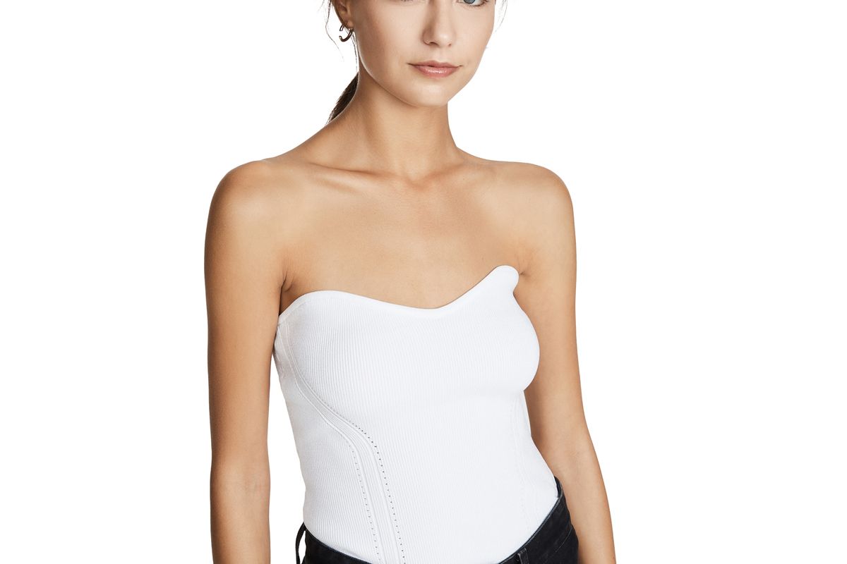 cushnie strapless fitted knit top