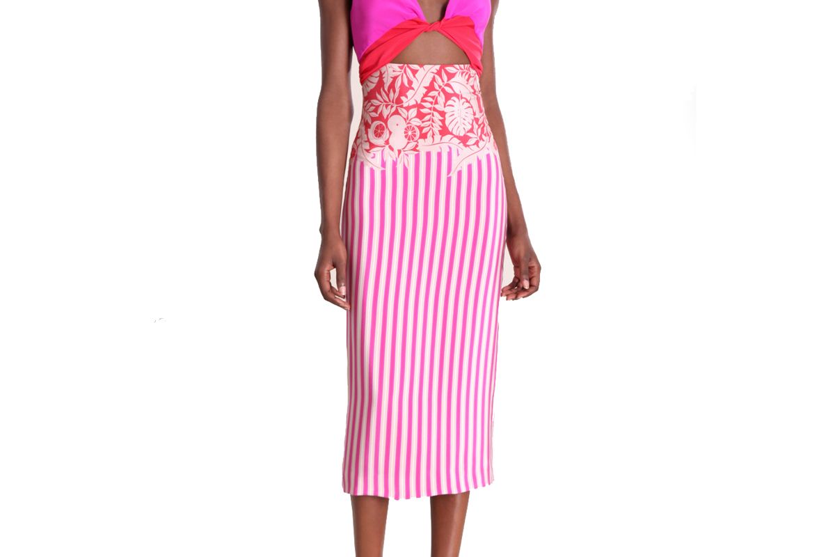 cushnie tropical stripe robyn dress