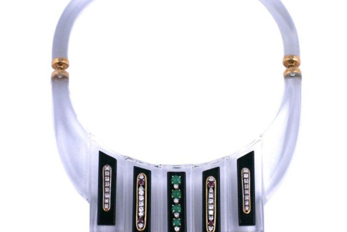 custom lucite diamond emerald ruby collar necklace
