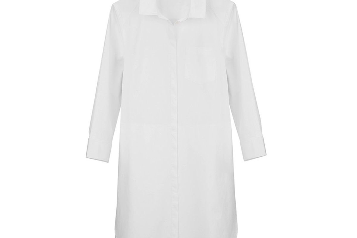 cuyana poplin layered shirt dress