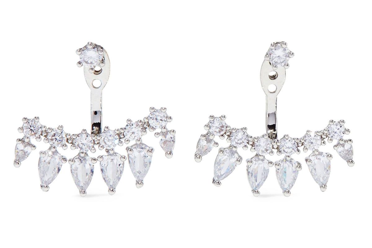 cz by kenneth jay lane convertible rhodium plated crystal earrings