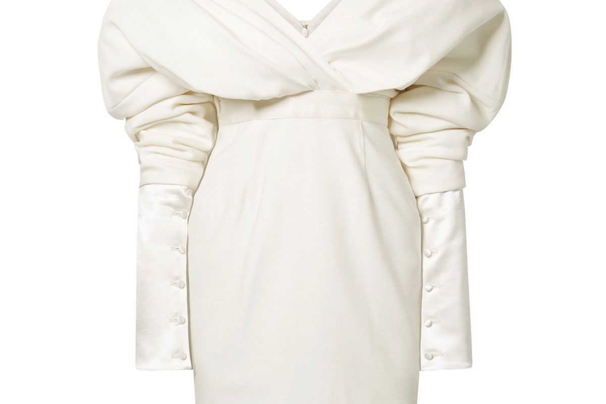 danielle frankel off-the-shoulder silk and wool-blend mini dress