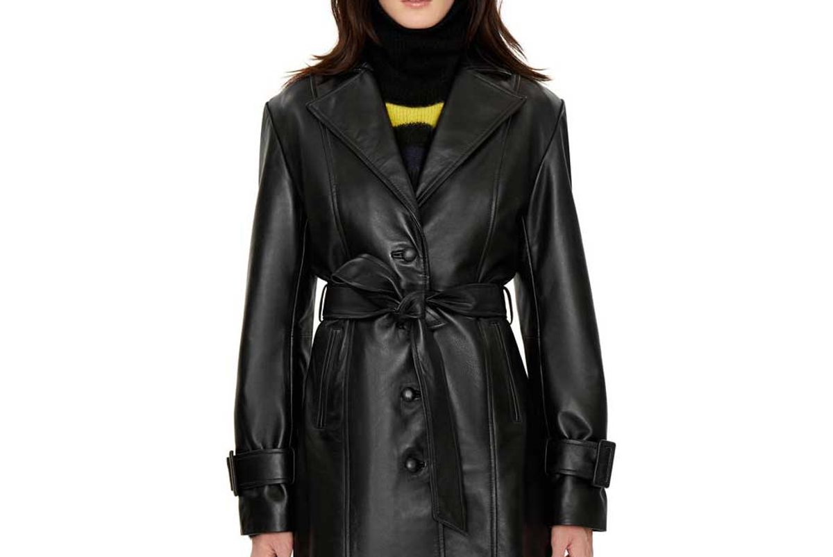 danielle guizio belted leather trench coat