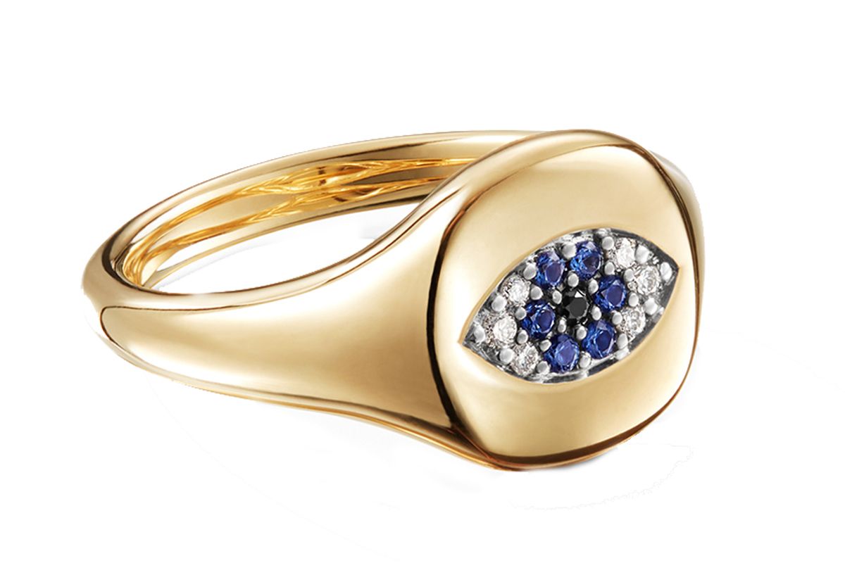 david yurman cable collectibles evil eye mini pinky ring in 18k gold with diamonds