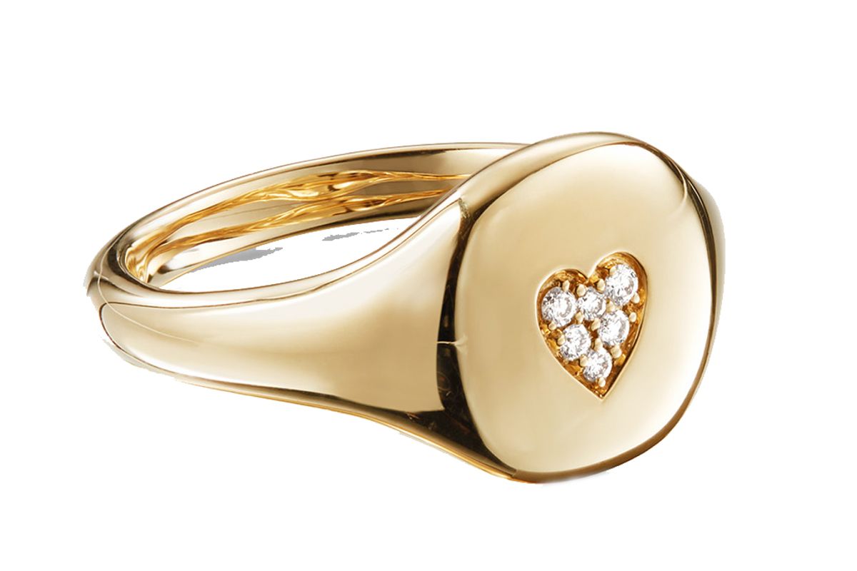 david yurman cable collectibles heart mini pinky ring in 18k gold with diamonds