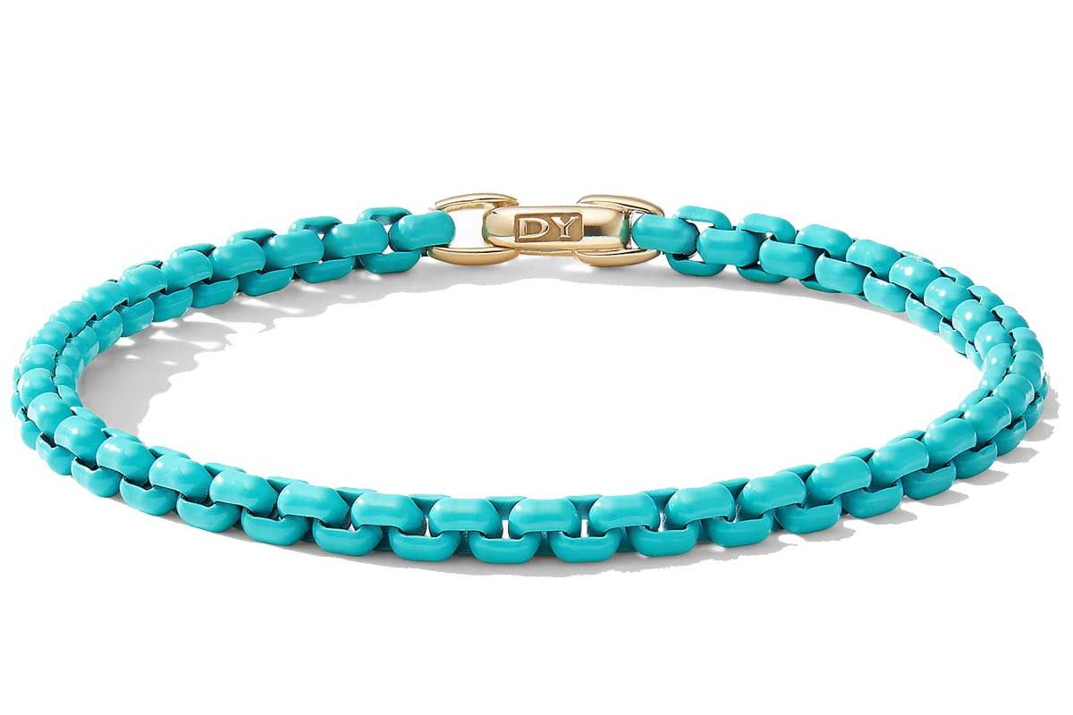 david yurman dy bel aire chain bracelet in turquoise with 14k yellow gold accent