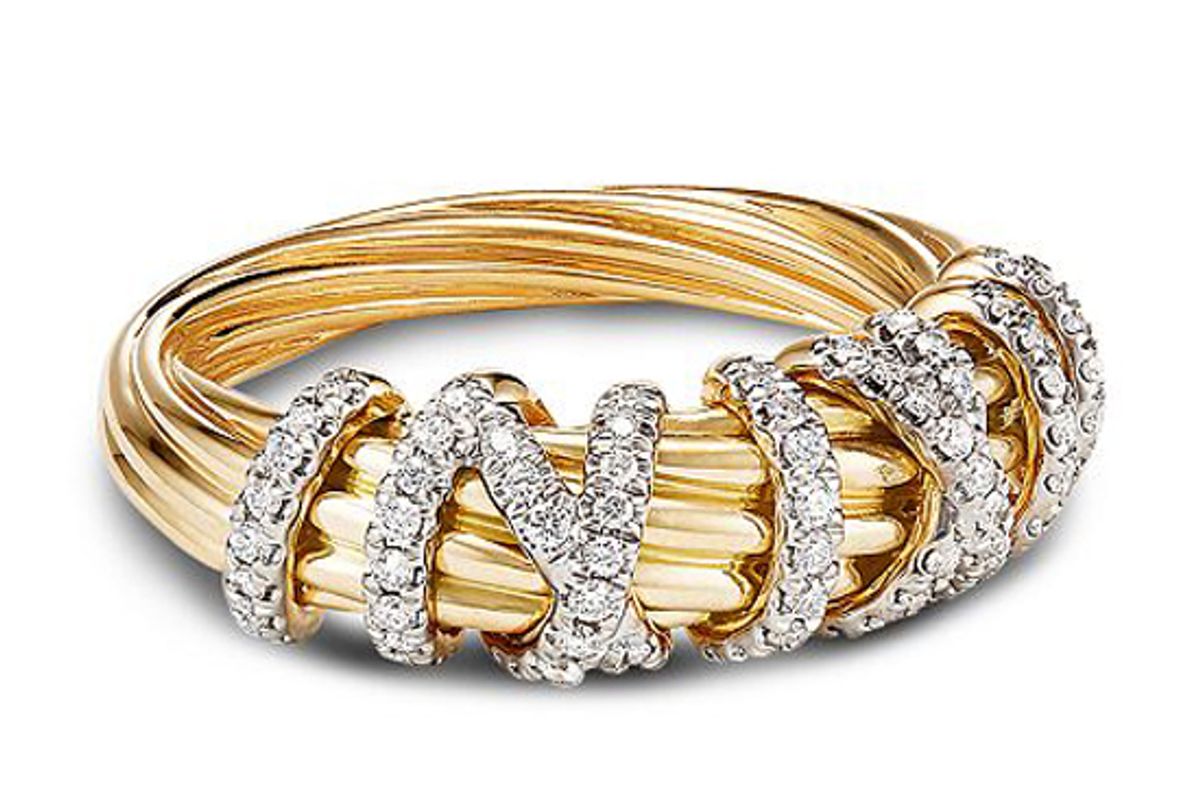 david yurman helena small ring in 18k yellow gold with diamonds