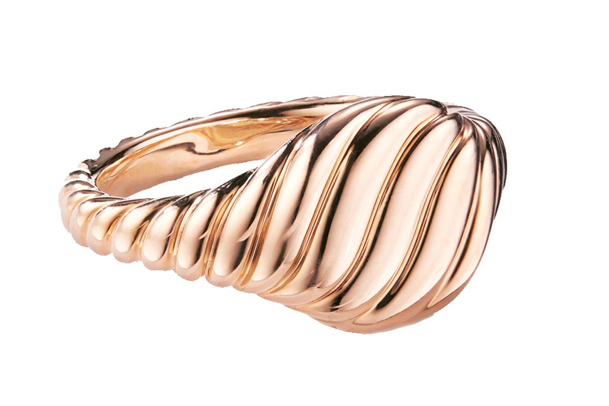 david yurman sculpted cable mini pinky ring in 18k rose gold