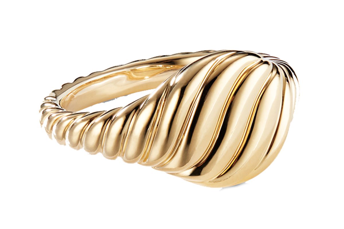 david yurman sculpted cable mini pinky ring with 18k gold