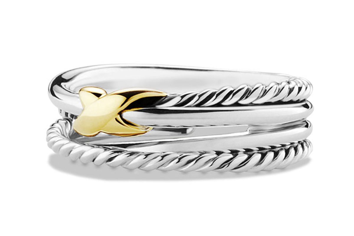 david yurman sterling silver and 18k gold x crossover ring