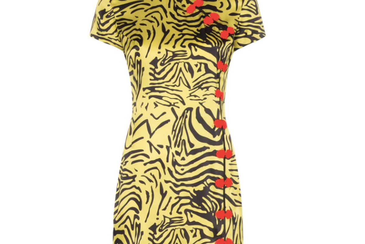 de la vali suki zebra print silk cheongsam