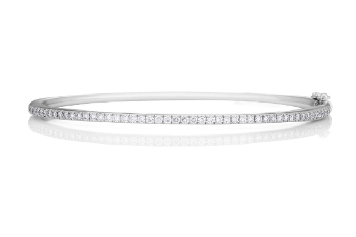 Classic One Row Half-Pave Oval Bangle