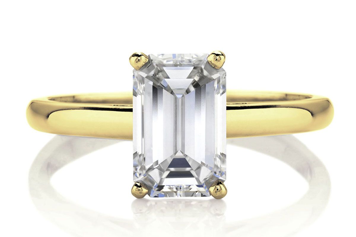DB Classic Emerald Cut Yellow Gold Solitaire Ring