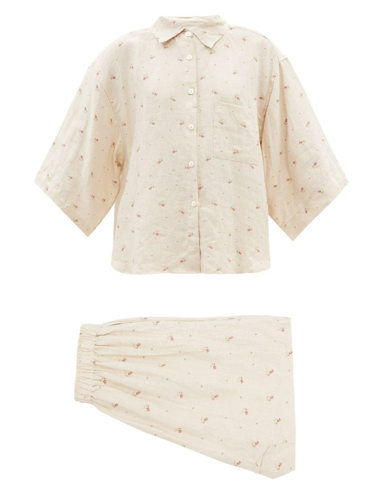 deiji studios 03 floral print stonewashed linen pyjamas