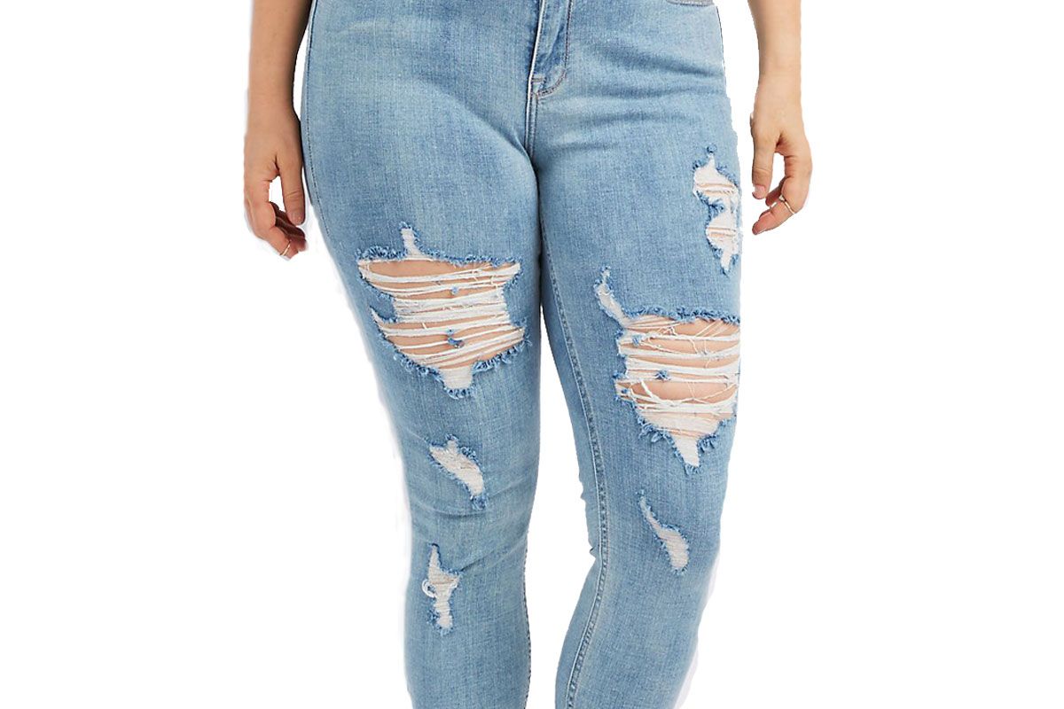 Plus Size Cello Frayed Hem Destroyed Skinny Jeans